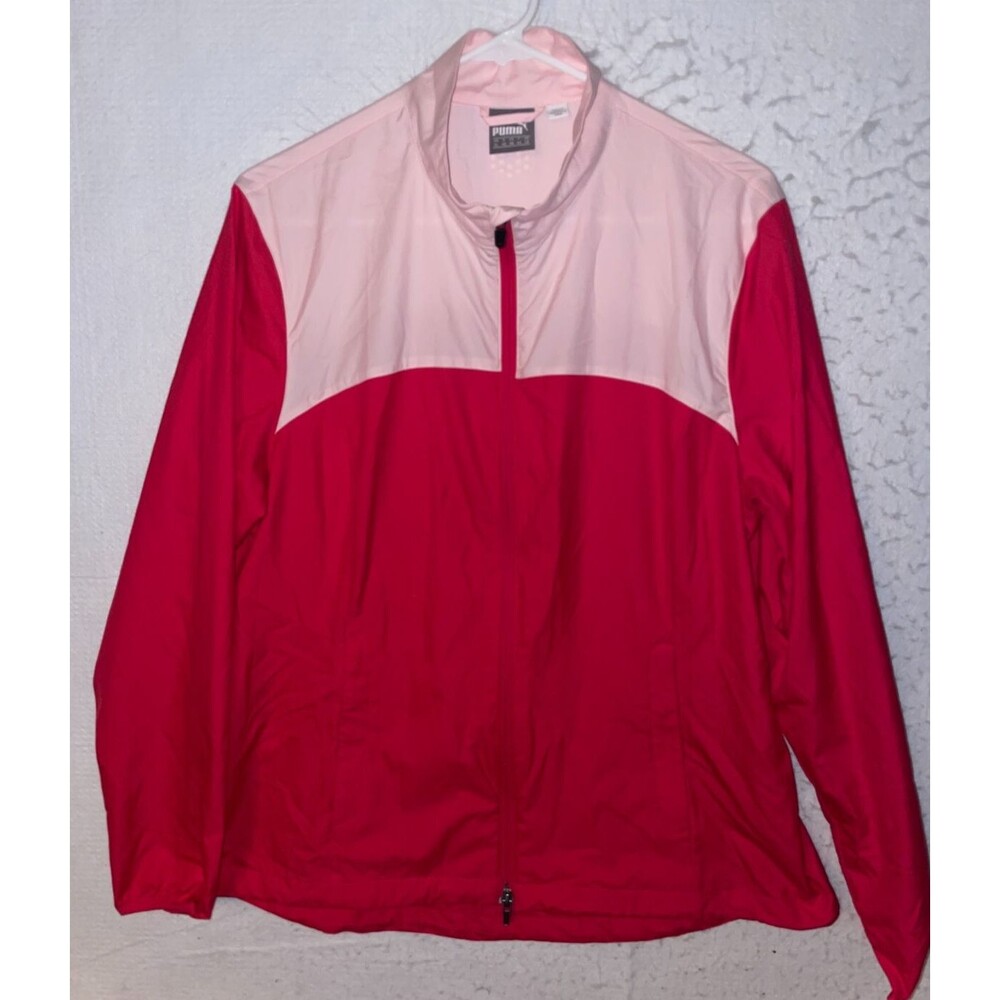 Puma Cobra Golf Dry Cell Full Zip Jacket Womens XL Windbreaker Colorblock Pink